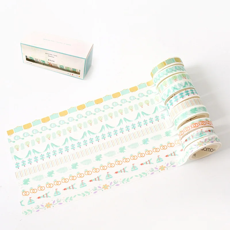 

10 set/lot DIY Japanese Paper Decorative Adhesive Tape Color life series Hot stamping Washi Tape/Masking Tape Stickers