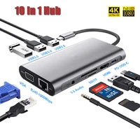 usb c hub10 in 1 type c hub adapter with 1000m rj45 ethernet 4k hdmi vga pd charging tfsd jack audio video for macbook pro otg