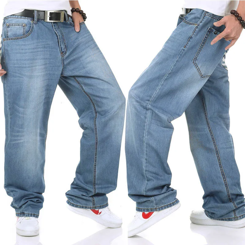 Джинсы мужские свободного покроя с большими карманами модные повседневные брюки