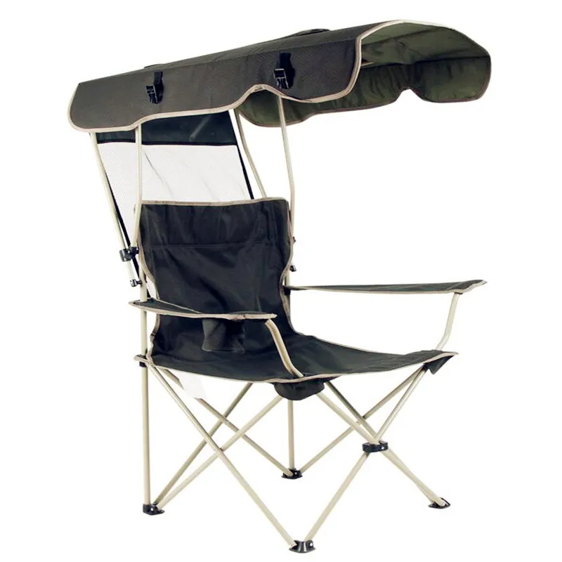 

2021 New Outdoor Creative Portable Folding Chair Detachable Awning Thicker Steel Pipe Double Oxford Cloth Fishing Beach Chair