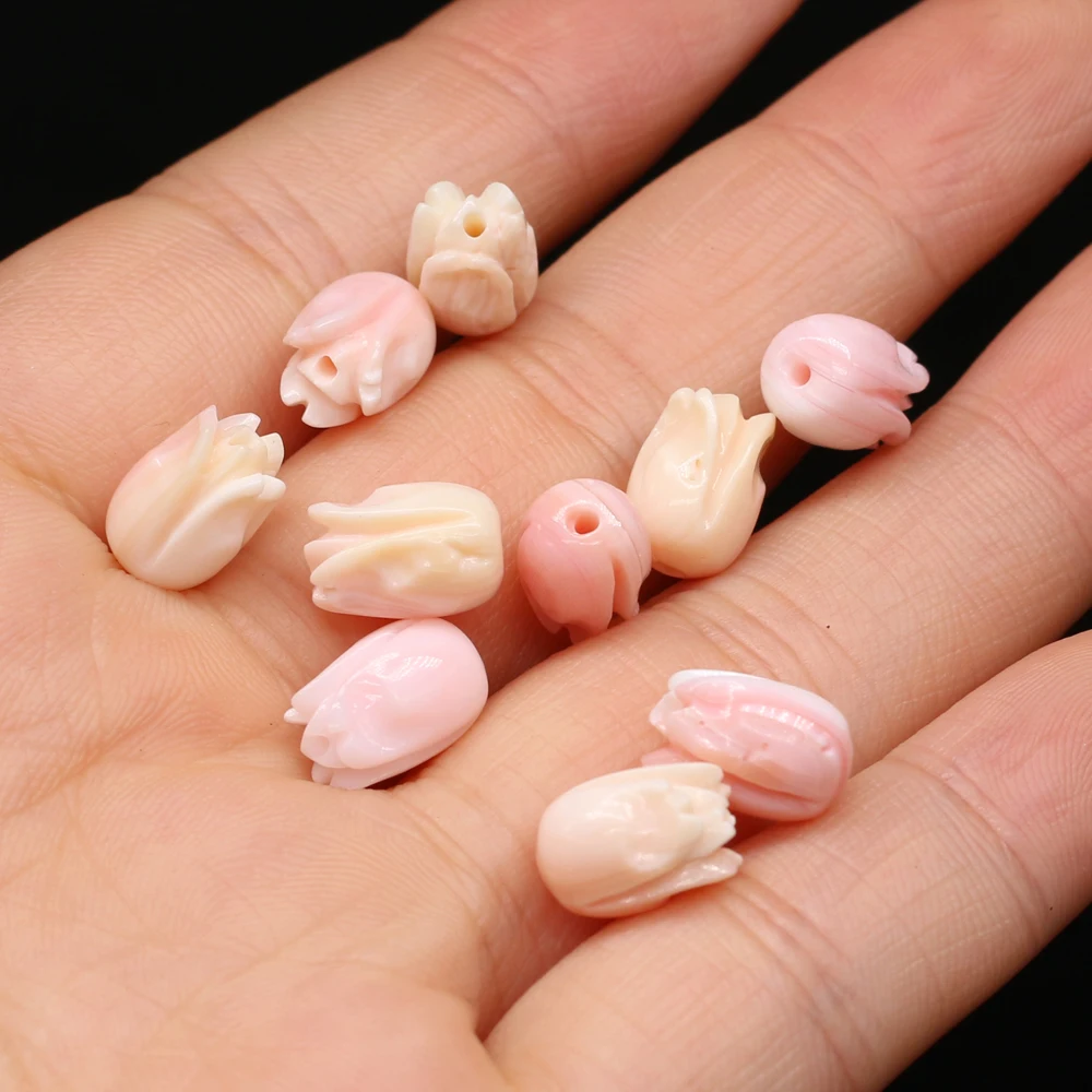 

4Pcs Natural Colorful Shell Beads Carved-flowered Loose Beads For DIY Jewelry Making Bracelet Earring Rings Accessory