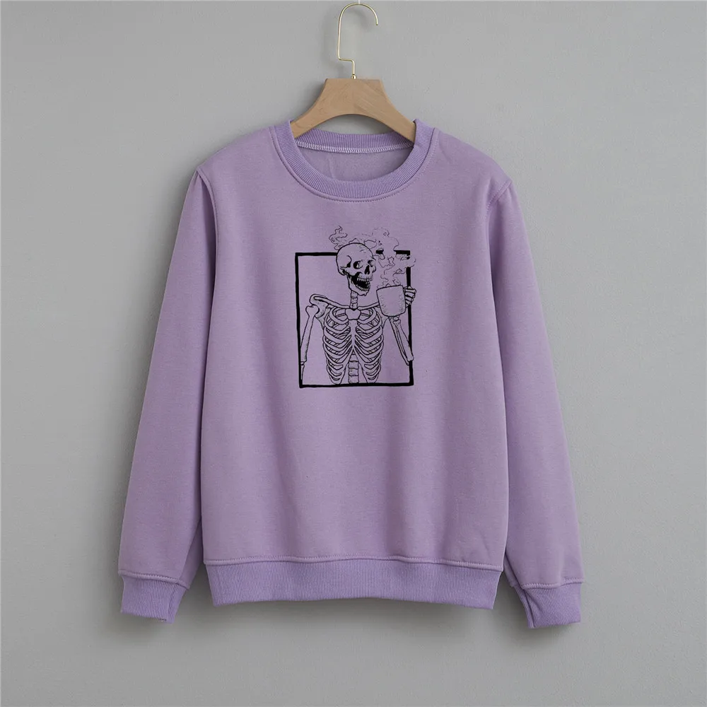 Skull Graphic Crewneck Cotton Sweatshirt Goth Clothes Women Punk Gothic Vintage Hoodie Long Sleeve Harajuku Sweetshirt for Girls