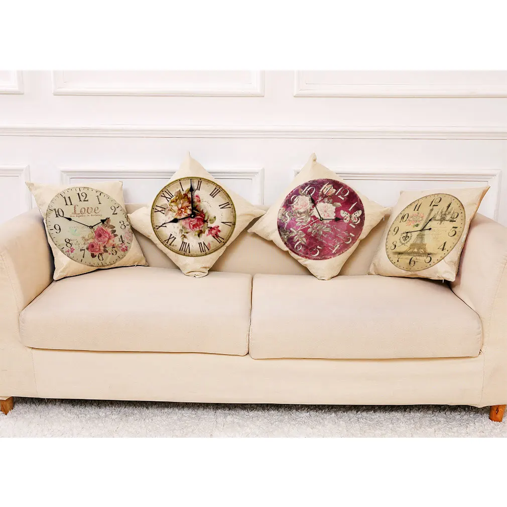 

Art Clock Home Decor For Living Room Pillow Cases For Bed Living Room Decoratiion Accessories House Cushion Cover 45x45cm