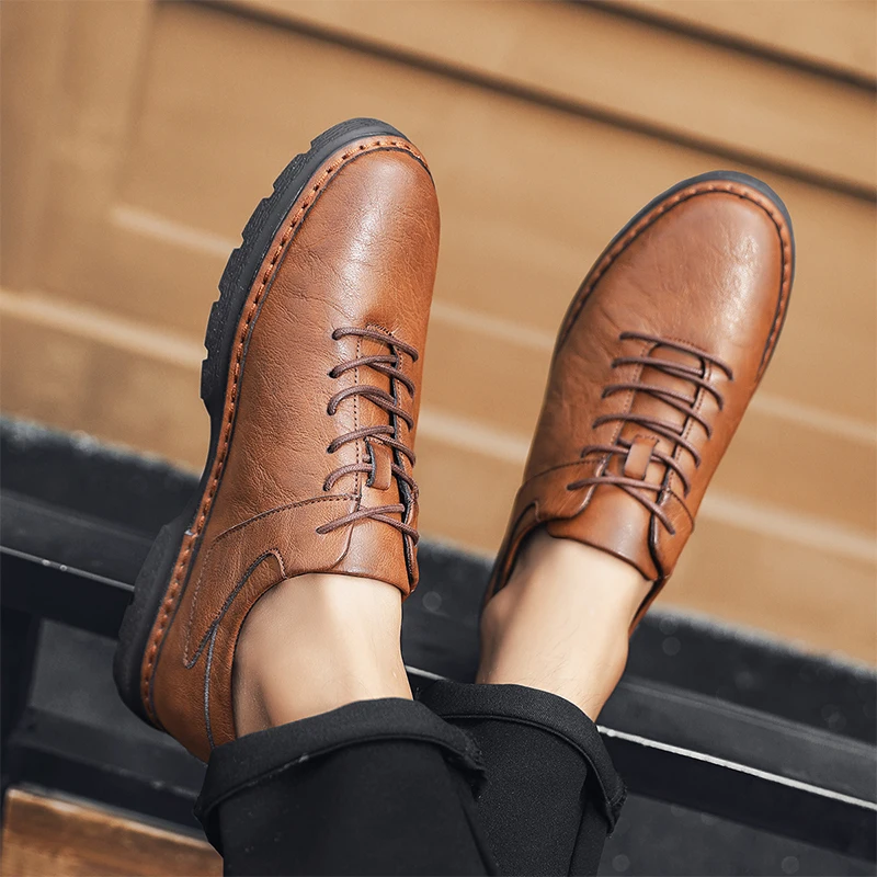 Туфли мужские замшевые классические дышащие ботинки-оксфорды на шнуровке