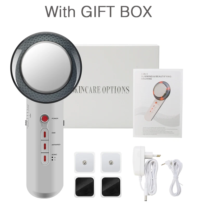 WITH GIFT BOX Ультразвуковая кавитация EMS Липо антицеллюлитный жиросжигатель потеря веса тела похудение массажер Гальваническая инфракрасная ультразвуковая терапия - Цвет: WITH GIFT BOX