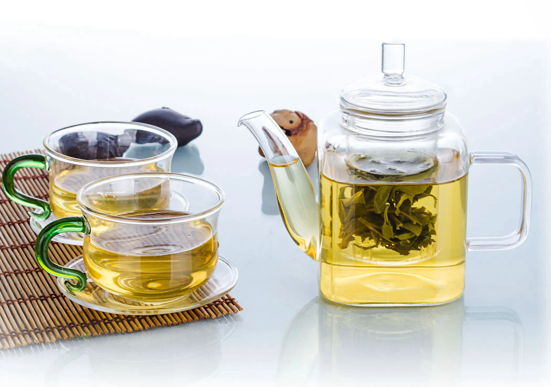 1x Стекло чайный набор кунг фу 375 мл квадратная чай горшок + 2*140 Зеленый S ручка Кофе