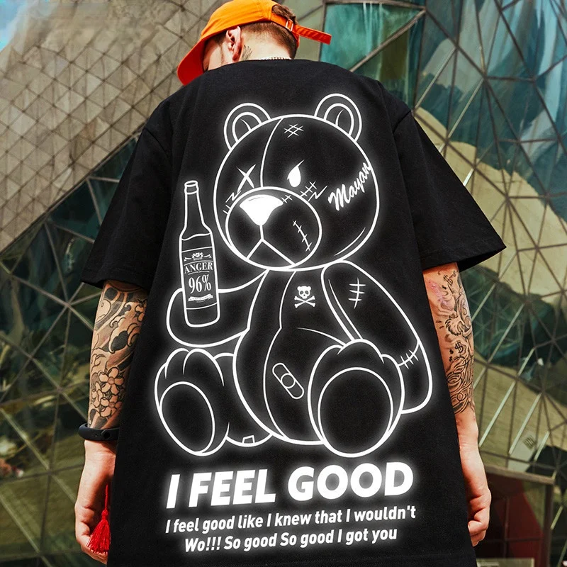 

Men's tshirt Unisex Harajuku Cool Print Short Sleeve t shirt Male Streetwear Top Casual Bear T-shirts Oversized Men