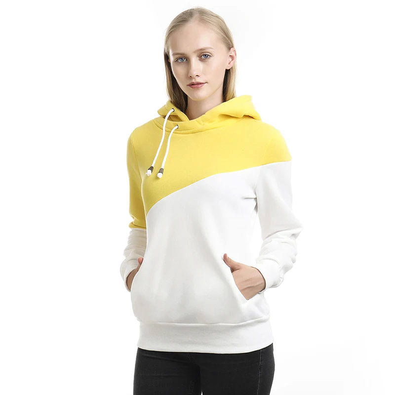 

Women Skateboarding Hoody Spring And Autumn Ladies Contrast Color Hooded Casual Pullovers Lady Long Sleeve Robe Femme