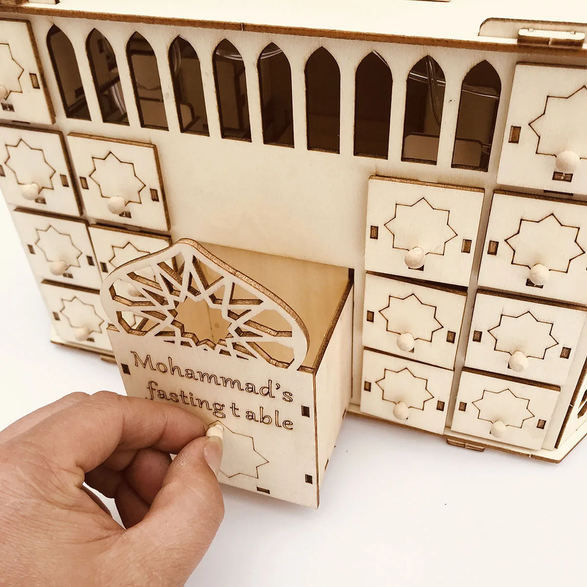 

30 Days Countdown Eid Mubarak Ramadan Advent Calendar Wooden Muslim Islamic Countdown House Drawer Decorations Ornament Gift