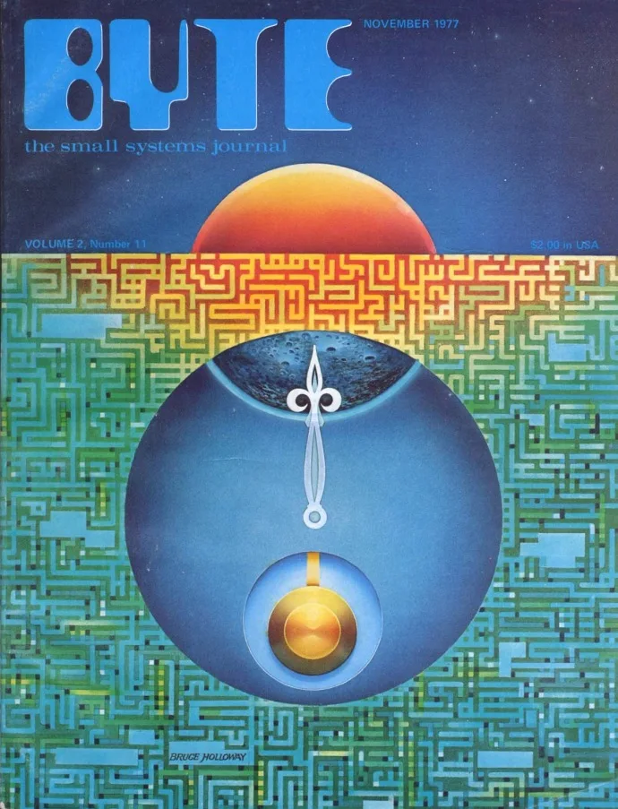 Компьютер 70s будущего байта научно фантастическая художественная иллюстрация