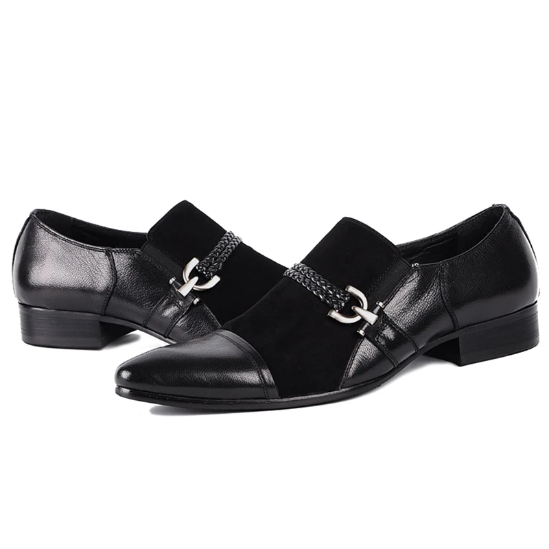 

New Arrival Genuine Leather Man Cap Toe Flats Cow Suede Casual Loafers Pointed Toe Slip on Men's Office Business Shoes WF231