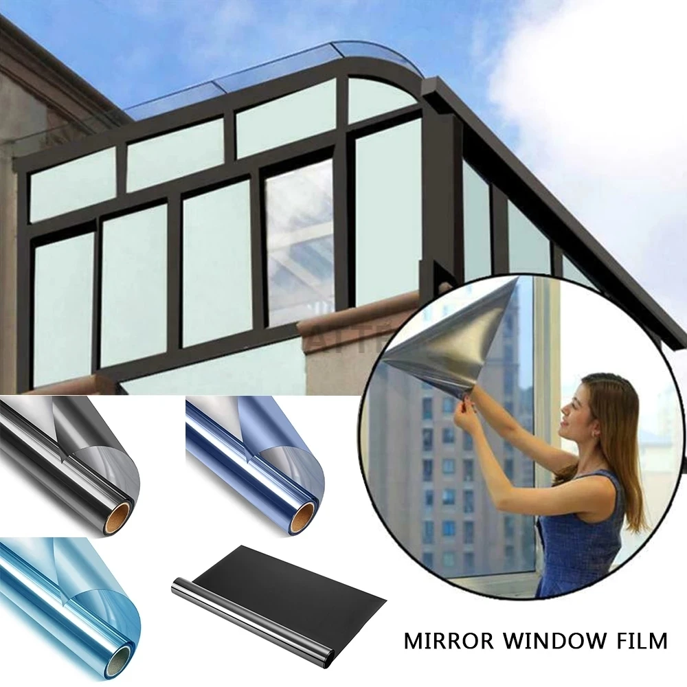 

50X200CM Window Film Privacy Vinyl Sticker Self-adhesive Mirror Glass Window Film Stickers Reflective Sunscreen Sun Heat Control