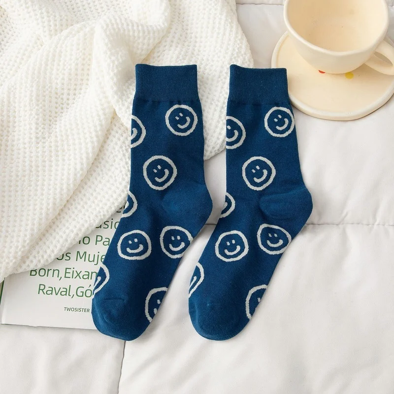 Носки с принтом женские средней длины осень-зима милое хлопковое очаровательное