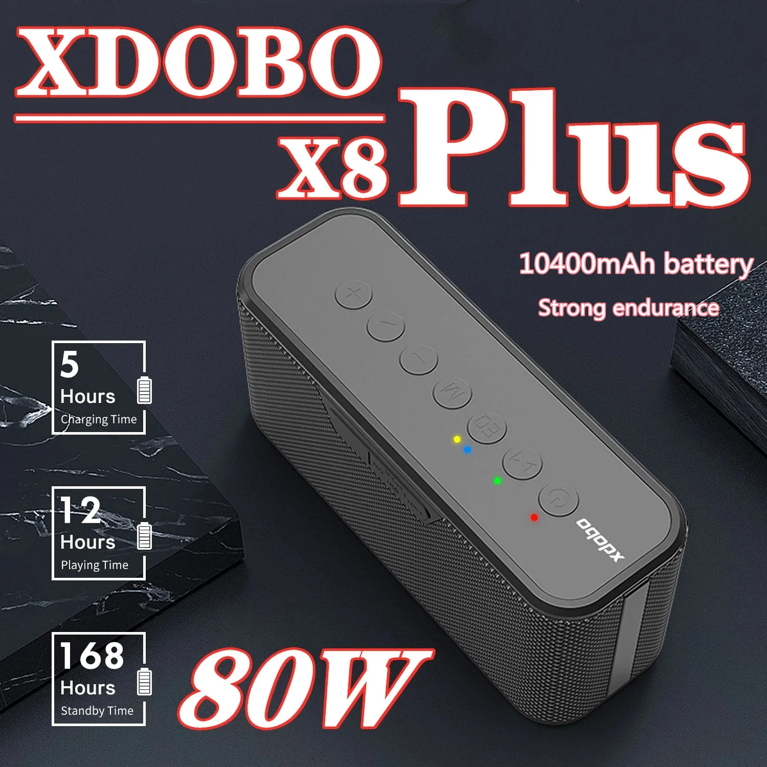 Фото XDOBO X8 Plus 80W Portable Wireless Bluetooth Speaker IPX5 Waterproof Subwoofer 10400mAh Large Capacity Battery Supports TF Card XDOBO X8 Plus 80W Portable Wireless Bluetooth Speaker IPX5 Waterproof Subwoofer 10400mAh Large Capacity Battery Supports TF Card