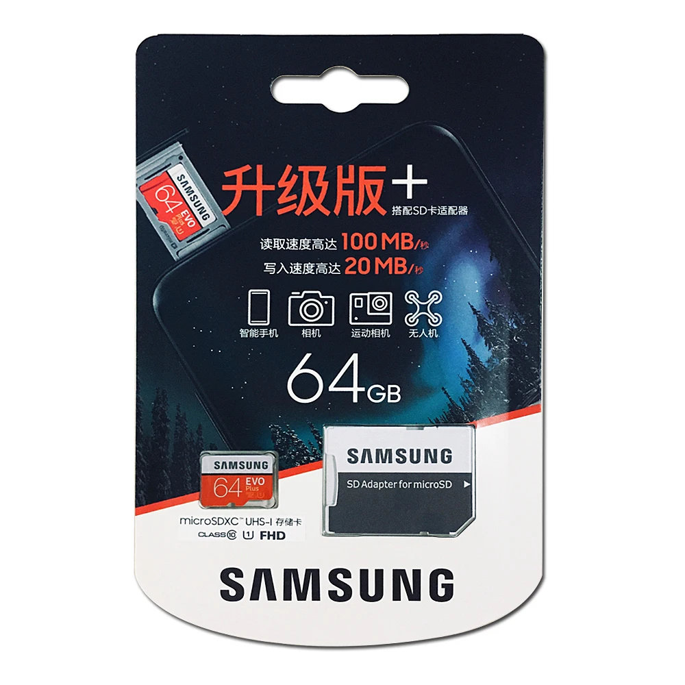 Samsung MicroSD Memory Card EVO Plus 512GB 256GB 128GB 64GB U3 SDXC Micro SD Card Class 10 Microsd UHS-I TF Trans Flash Microsd