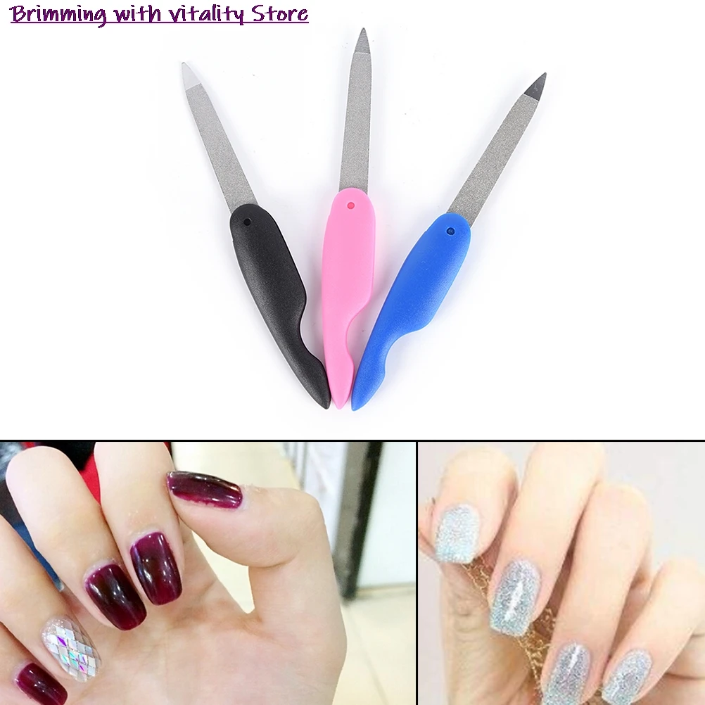 

1X Nail File Metalic Stainless Steel Fold Purple Lixa De Unha Cuticle Lime Ongle Lima Unghie Files A Professionel Tool