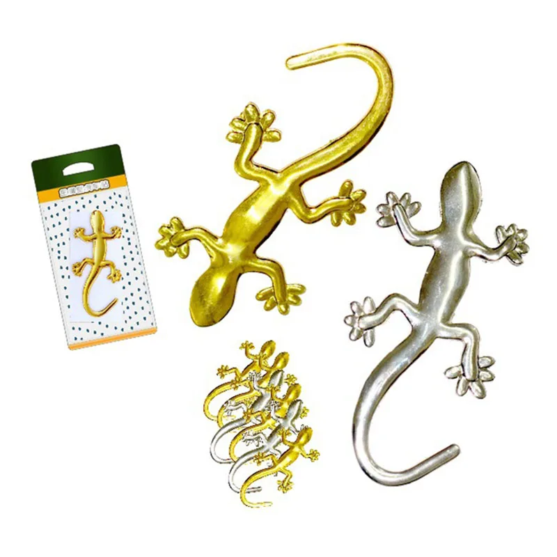 Крутая Авто Наклейка 3D Ящерица Геккон высечки Золото Серебро наклейка бампер для
