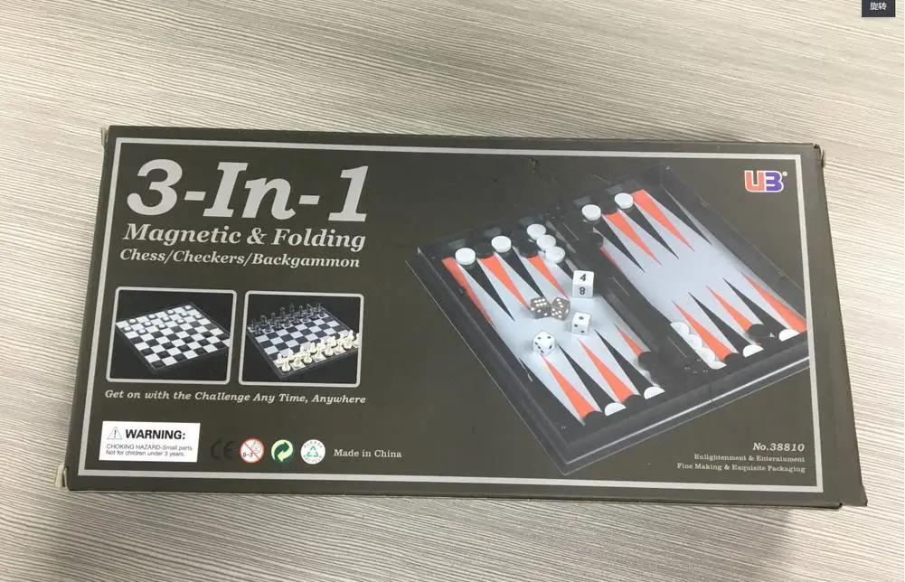 

38810 3 In 1 Chess Checkers Backgammon Set Magnetic Chess With Folding Case