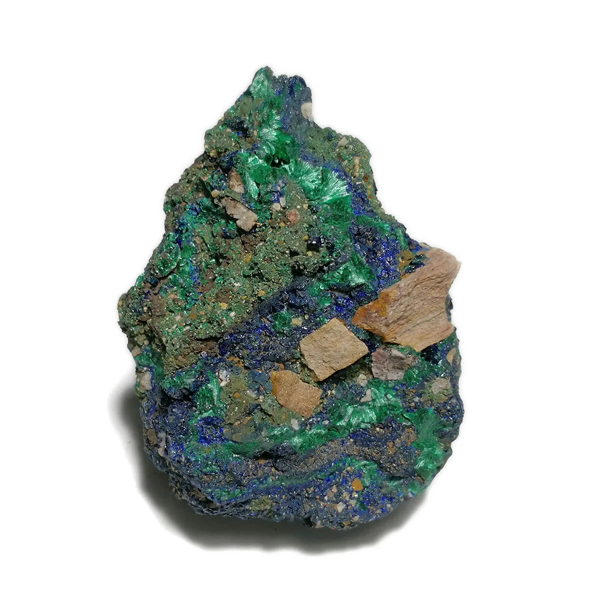 

265g B3-3 Shiny Natural Azurite Velvet Malachite Mineral Crystal Specimen Decoration Gift Collection from Anhui Province China