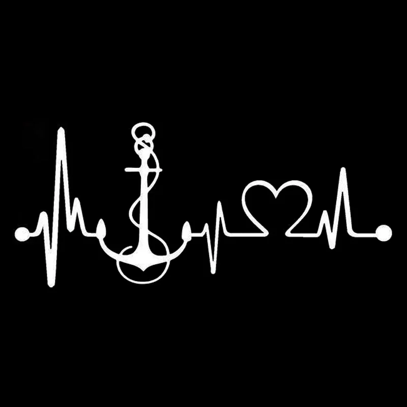 

Vinyl Car stickers Decals Motorcycle Accessories Car-Window Decorative Goods PVC 20cmx9cm Funny Boat Anchor Heartbeat