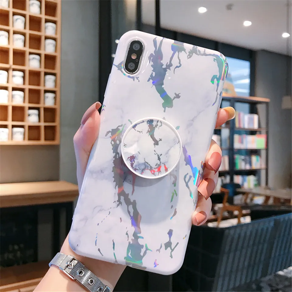 Мраморный чехол для телефона с держателем на палец Apple iPhone 6 подставкой X xs max XR 8 7