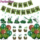 Камуфляжный декор для дня рождения, камуфляжный воздушный шар на день рождения, баннер, подвесные вертушки для торта, армейский солдат, украшение для военной вечеринки