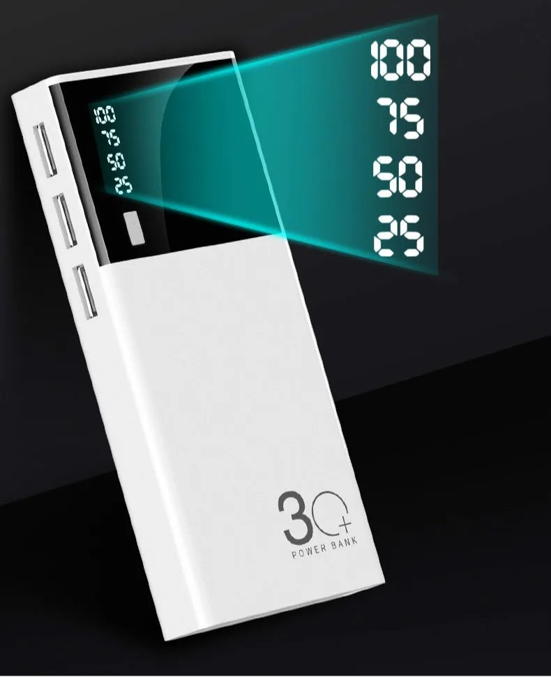 Тройной USB LCD Зеркало 30000mah внешний аккумулятор повербанк зарядное устройство для