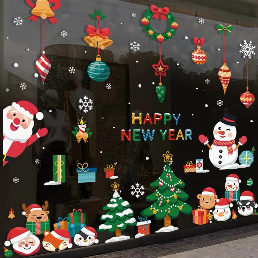 

Christmas Window Decorative Films Glass Wall Sticker DIY Snowflake PVC Paste Shop Window Decals Christmas Decorations For Home