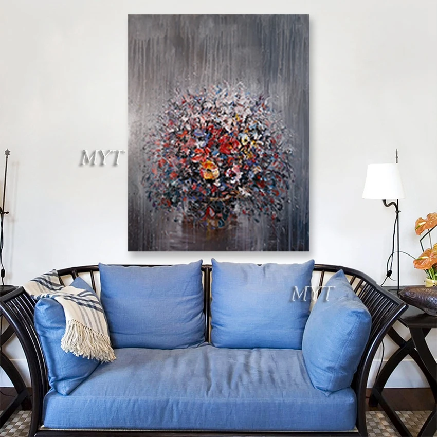 

Modern Home Wall Decoration Abstract Heavily Texture Flower Oil Painting Unframed Canvas Wall Art Gallery Artwork For Decoration