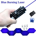 Мощная мощная лазерная указка 100000, военная горящая USB перезаряжаемая лазерная указка с видимым синим светом, горящая ручка с батареей 16340