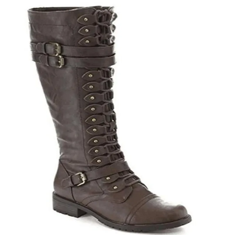 

2020 fashion shoes woman Steampunk Gothic Vintage Style Retro Punk Buckle Military Combat winter boots women botas mujer