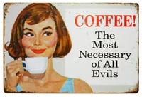 coffee the most necessary of all evils tin sign wall retro metal bar pub poster metal
