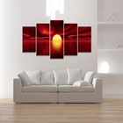 Постер с HD-печатью, 5 шт., красное солнце, скандинавский пейзаж, живопись, современное искусство, гостиная, спальня, коридор, украшение для дома без рамки