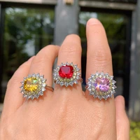 trendy charm ring 925 silver jewelry with 99mm zircon gemstone hand accessories open finger rings for women wedding party gifts