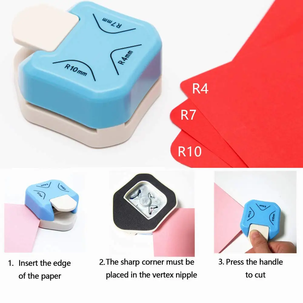 

Paper Corner Rounder 3 in 1(R4+R7+R10mm), Corner Punches for Paper Crafts, Corner Cutter, Envelope Punch Board, Hole Puncher,