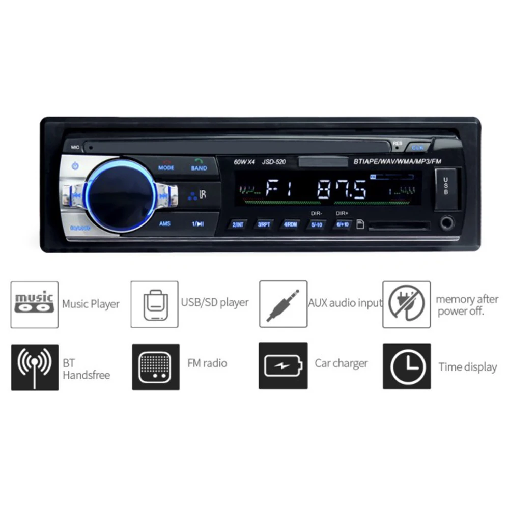 Автомобильный радиоприемник стерео плеер цифровой автомобильный MP3 с Bluetooth 60 Вт x