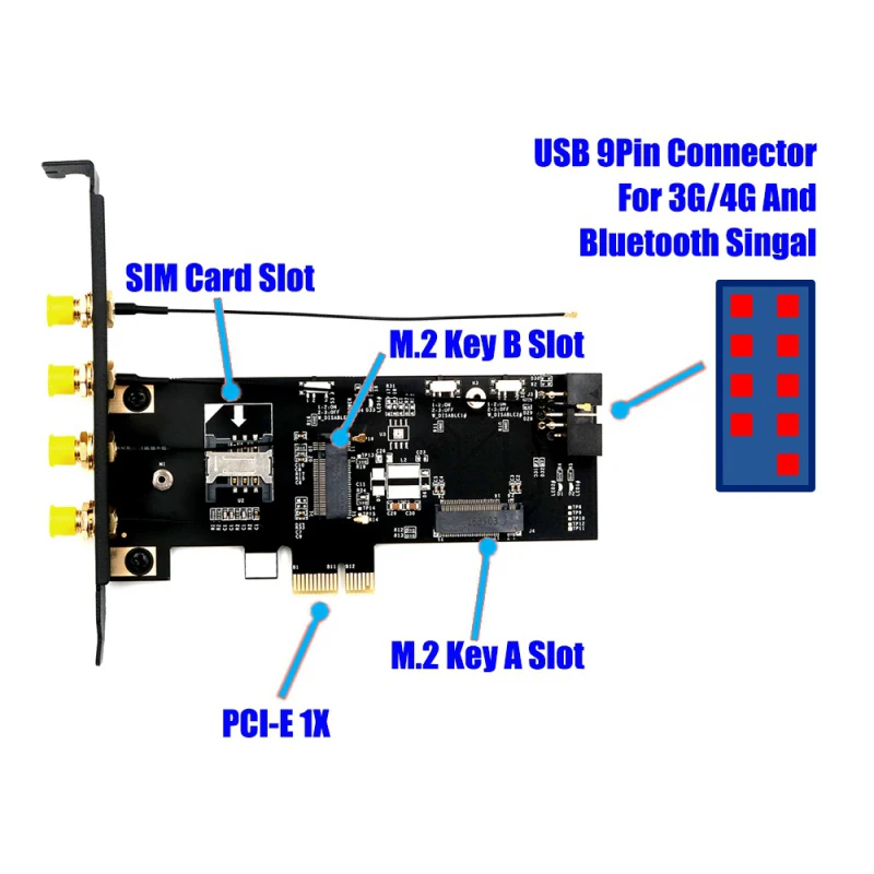NGFF M.2 ключ B и A к PCIe X1 Adpater для 3g/4G WiFi карты |