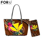 FORUDESIGNS, гавайский цветок гибискуса, полинезийский 3d-принт, Женская вместительная сумка и кошелек из искусственной кожи, комплект Sac A Main