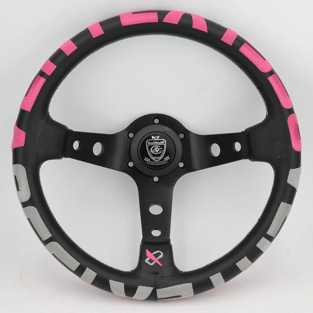 

Pink Embroidery 13inch 1996 Genuine Leather Drift Sport Steering Wheels