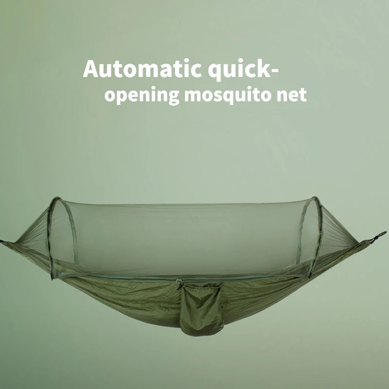 

Mosquito Net Hammock Automatic Quick Opening Outdoor Hammock Nylon Cloth Anti-mosquito Hammock With Adjustable Sling As Standard