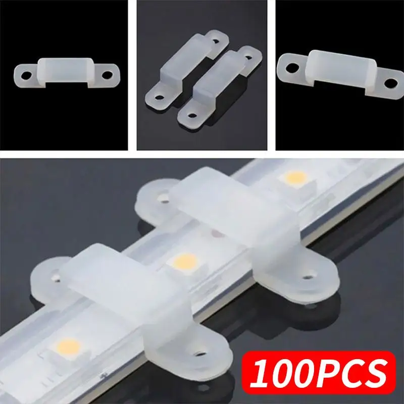 

Silicon Fastener 100pcs LED Strip Light 5050 5630 RGB Fixer Clip Soft Clear 12mm Home Decor Accessory Durable Fix