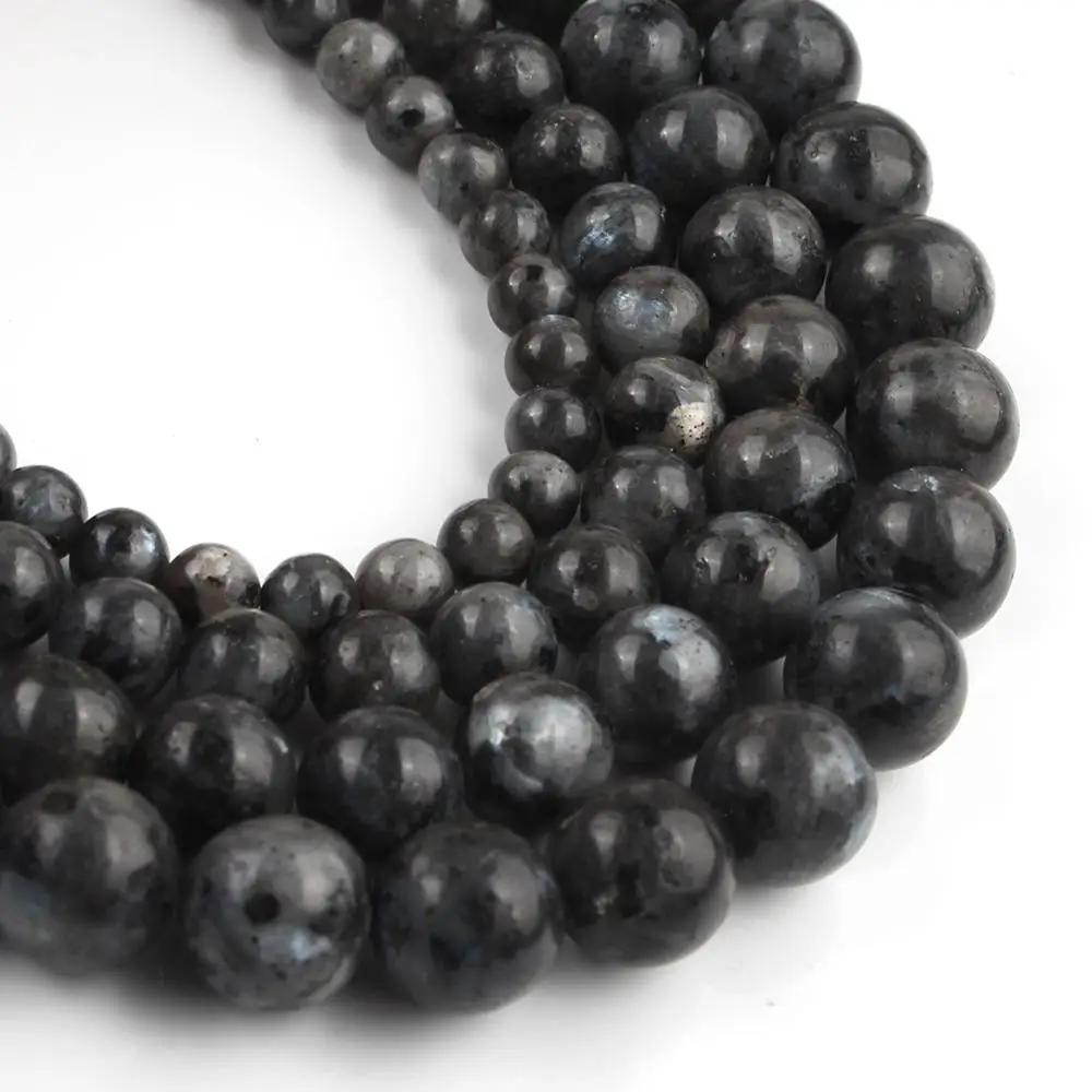 Натуральный Камень Черный Лабрадорит бусины Круглые свободные для изготовления