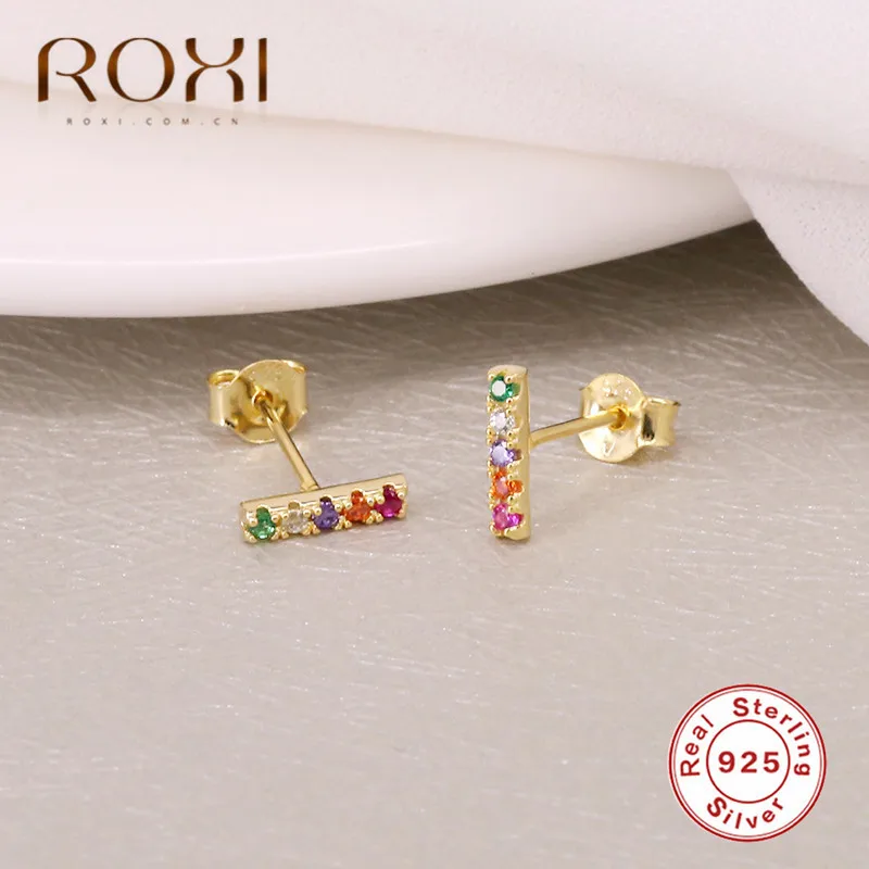 Минималистичные серьги гвоздики ROXI из стерлингового серебра 925 пробы золотые