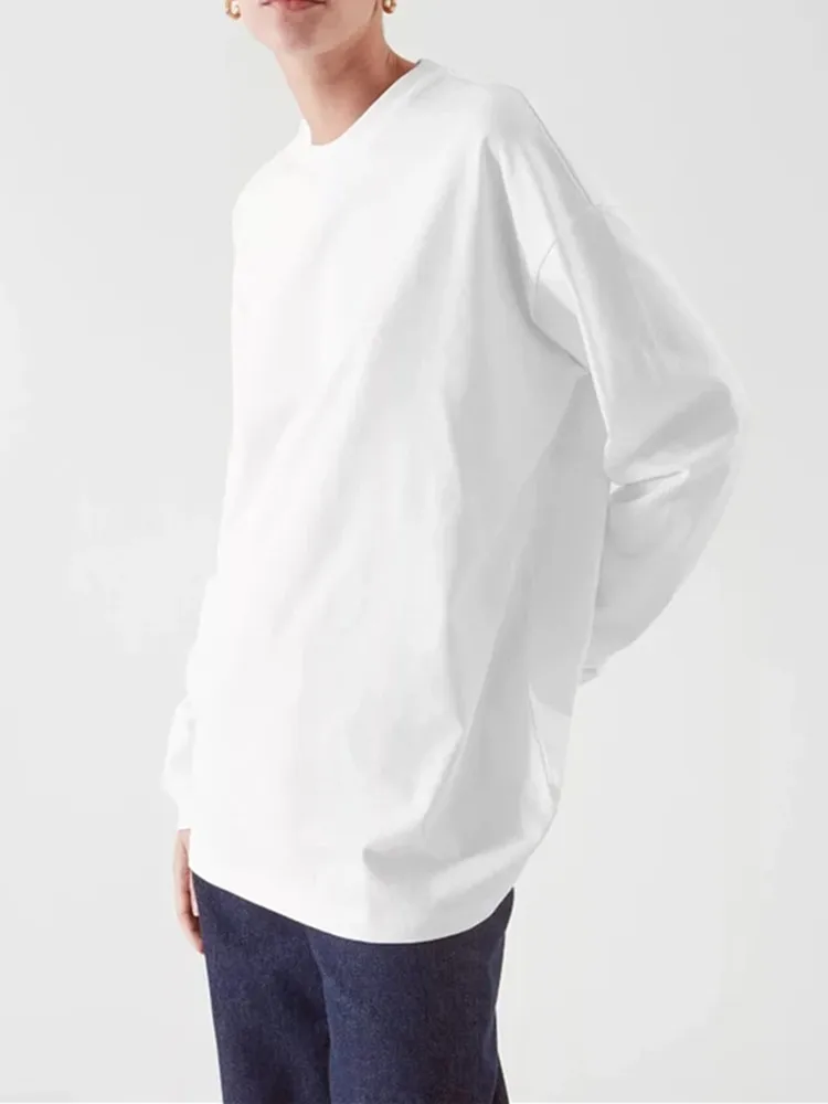 

2022 Early Spring Women O-Neck Long-Sleeved Loose T Shirt Ladies Cotton Loose Tee Tops All-Match Female t-shirts