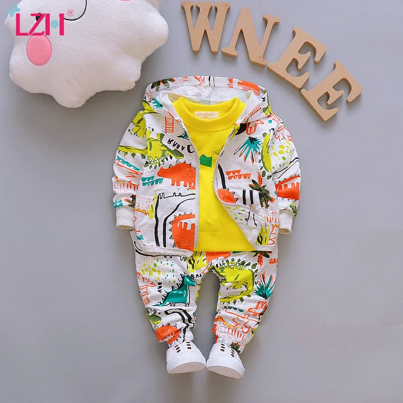 Детская одежда LZH костюм для маленьких мальчиков мультяшный Топ штаны наряд