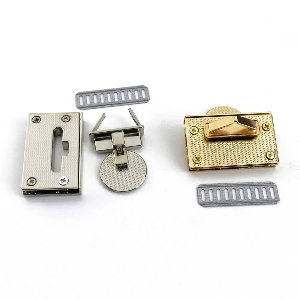 1x Metal Rectangle Push Lock Turn Bag Briefcase Spring Snap Decorative Clasps Closure Leather Craft Hardware Accessory | Дом и сад
