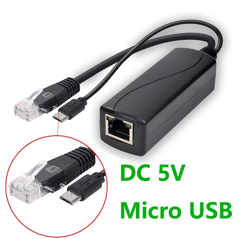 

48V PoE Splitter 5v POE usb Power Over Ethernet 48V To 5V Active POE Splitter Micro USB Adapter For IP Camera