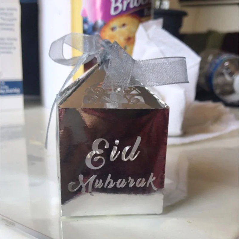 20 шт Золотой Серебряный Eid Мубарак коробка конфет Рамадан Kareem Happy al Adha украшение