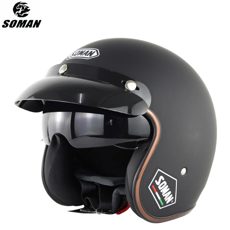 

Шлем для мотоцикла Aberto, классический шлем для мотоцикла с открытым лицом, матовый черный мотор Kask 3/4, мотоциклетный шлем