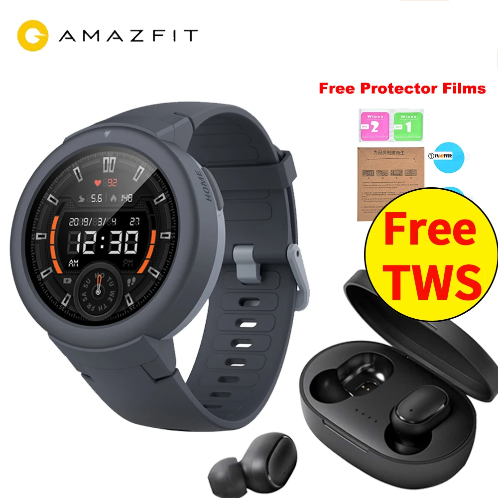 Free Films, TWS Earphones Huami AMAZFIT Verge Lite Smart Watch Bip 2 GPS IP68 Waterproof Multi-Sports Smartwatch Health Tracker